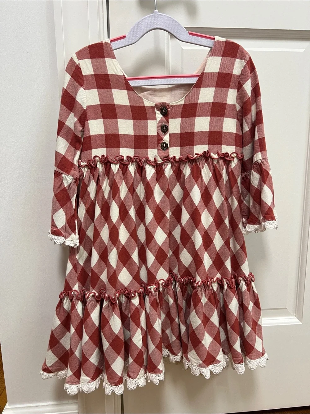 Matilda Jane Just Imagine Kassidy Plaid Twill Gingham Ruffle Dress - Size 6